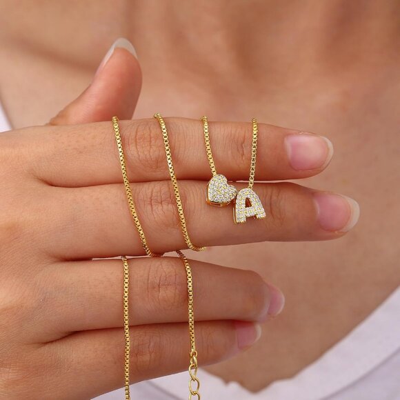 Sparkling 18K Gold-Plated Heart Necklace with Initial – Unique Birthday Gift - Picture 6 of 8